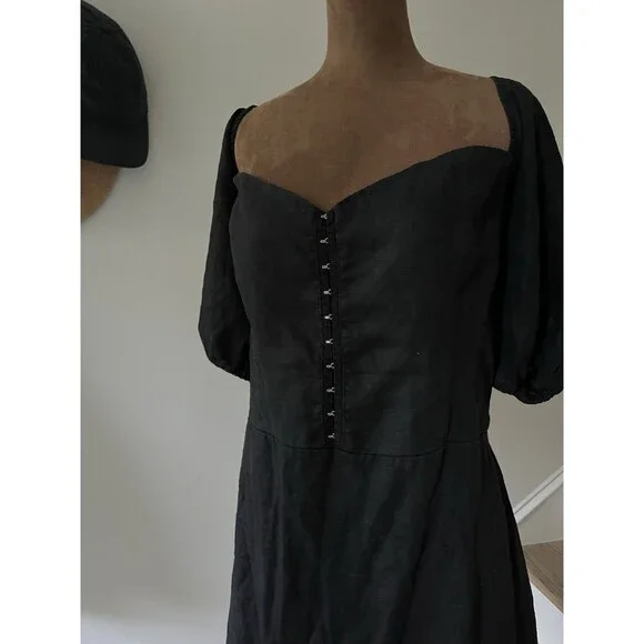 Reformation Seattle 100% Linen Puff Sleeve Mini Dress Size 18 - Picture 4 of 9